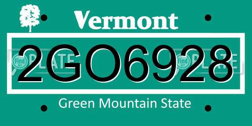 2GO6928 Vermont License Plate