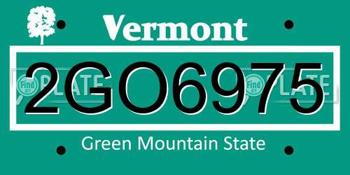 2GO6975 Vermont License Plate