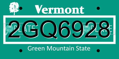 2GQ6928 Vermont License Plate