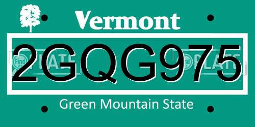 2GQG975 Vermont License Plate