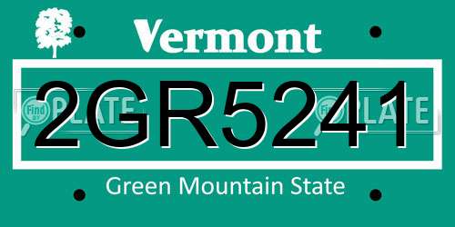 2GR5241 Vermont License Plate