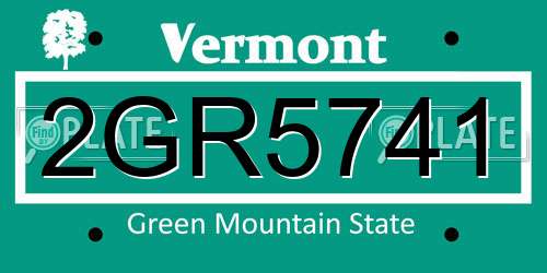 2GR5741 Vermont License Plate