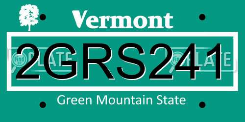 2GRS241 Vermont License Plate
