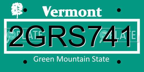 2GRS741 Vermont License Plate