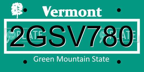 2GSV780 Vermont License Plate