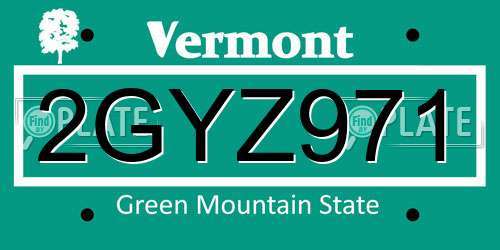2GYZ971 Vermont License Plate