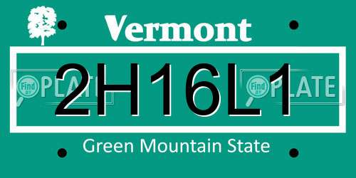 2H16L1 Vermont License Plate