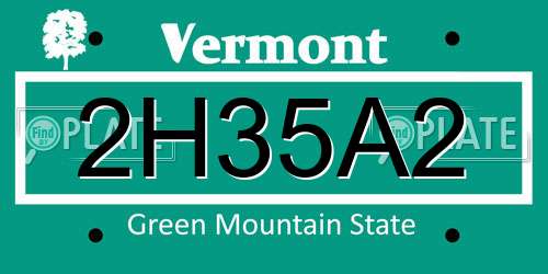 2H35A2 Vermont License Plate