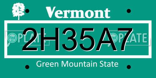 2H35A7 Vermont License Plate