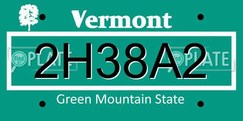 2H38A2 Vermont License Plate