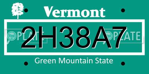 2H38A7 Vermont License Plate