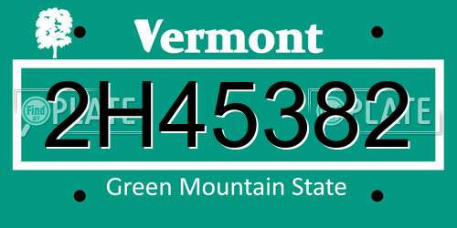 2H45382 Vermont License Plate