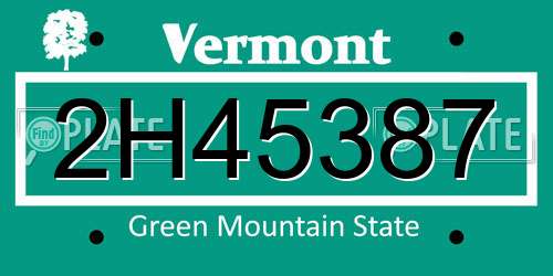2H45387 Vermont License Plate