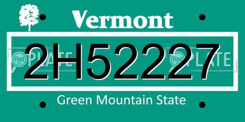 2H52227 Vermont License Plate