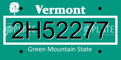 2H52277 Vermont License Plate