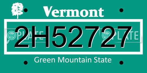 2H52727 Vermont License Plate