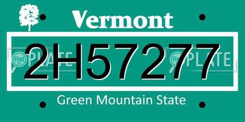 2H57277 Vermont License Plate