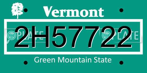 2H57722 Vermont License Plate