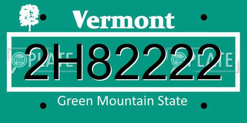 2H82222 Vermont License Plate