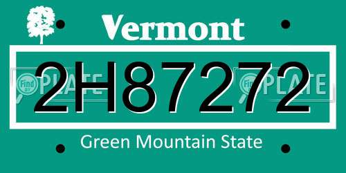 2H87272 Vermont License Plate