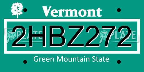2HBZ272 Vermont License Plate