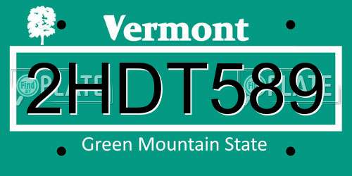 2HDT589 Vermont License Plate