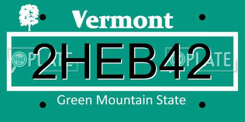 2HEB42 Vermont License Plate