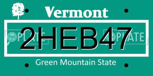 2HEB47 Vermont License Plate
