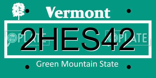 2HES42 Vermont License Plate