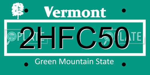 2HFC50 Vermont License Plate