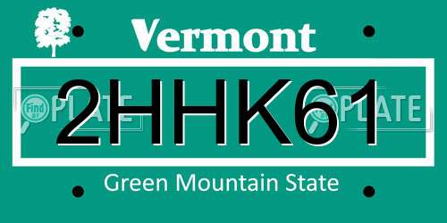 2HHK61 Vermont License Plate
