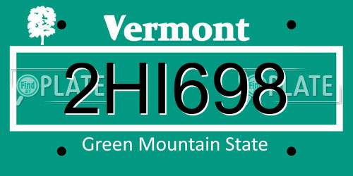 2HI698 Vermont License Plate