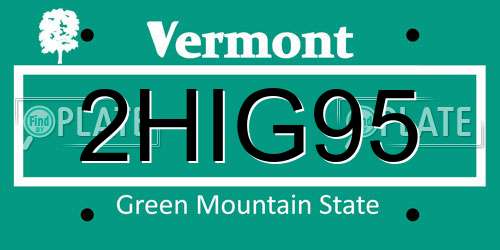2HIG95 Vermont License Plate