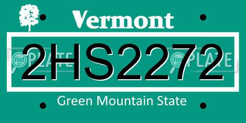 2HS2272 Vermont License Plate