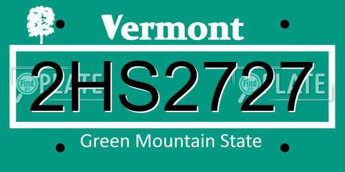 2HS2727 Vermont License Plate