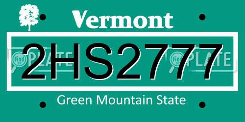2HS2777 Vermont License Plate