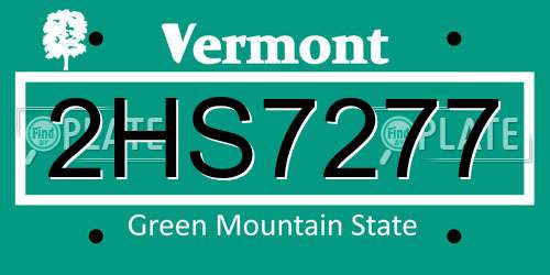 2HS7277 Vermont License Plate