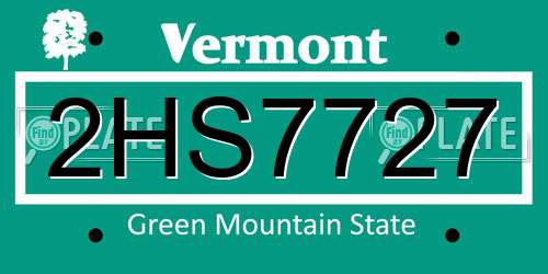 2HS7727 Vermont License Plate