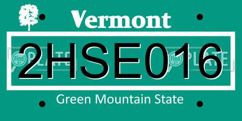 2HSE016 Vermont License Plate