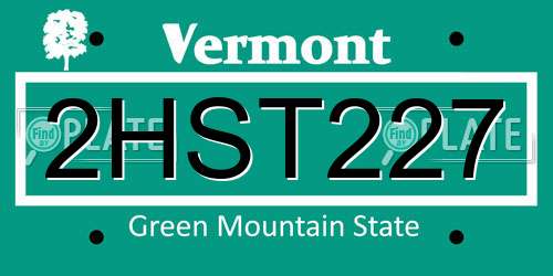 2HST227 Vermont License Plate