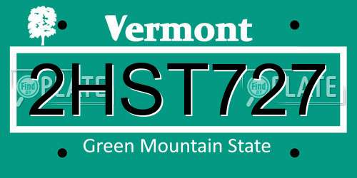 2HST727 Vermont License Plate