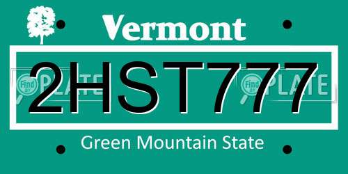 2HST777 Vermont License Plate