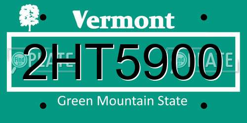 2HT5900 Vermont License Plate