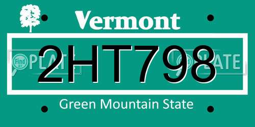 2HT798 Vermont License Plate