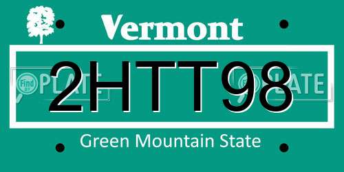 2HTT98 Vermont License Plate