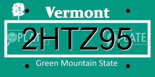2HTZ95 Vermont License Plate