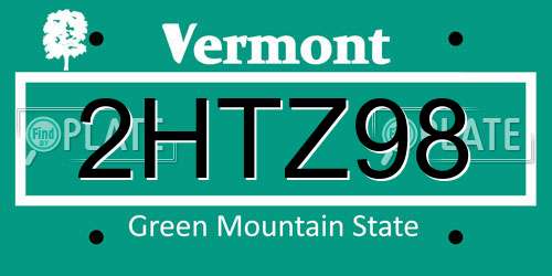 2HTZ98 Vermont License Plate