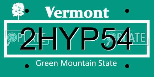 2HYP54 Vermont License Plate