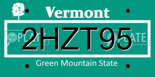 2HZT95 Vermont License Plate
