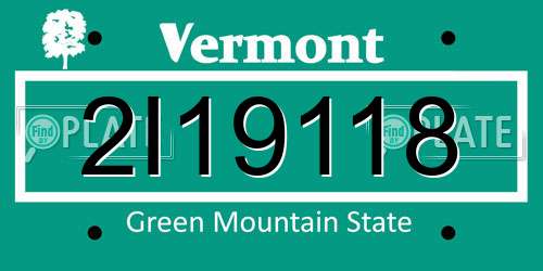 2I19118 Vermont License Plate